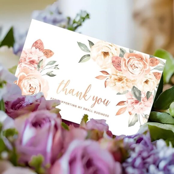 Thank You Cards For Small Business 50 Flowers - Picture 2 of 2